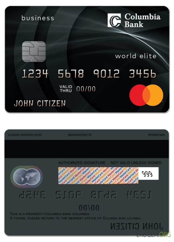 États Unis Columbia Bank Mastercard Business Platinum